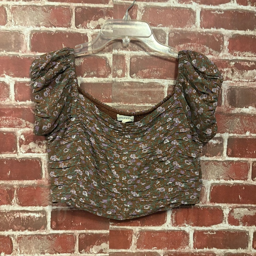 Aeropostale Floral Brown and Purple Crop Top